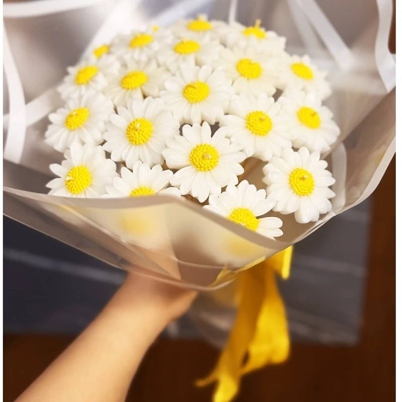 دسته گل شمع بابونه مدل باران کد 8