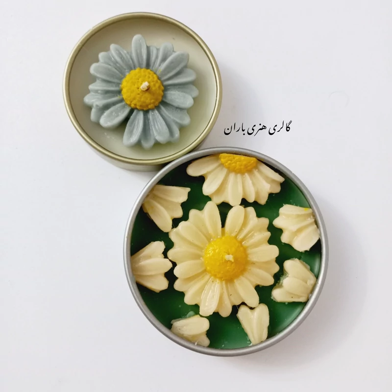 ست شمع پنج عددی بابونه و قلمی