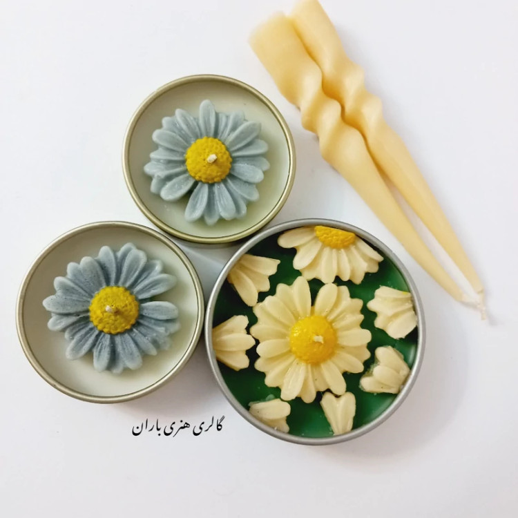 ست شمع پنج عددی بابونه و قلمی