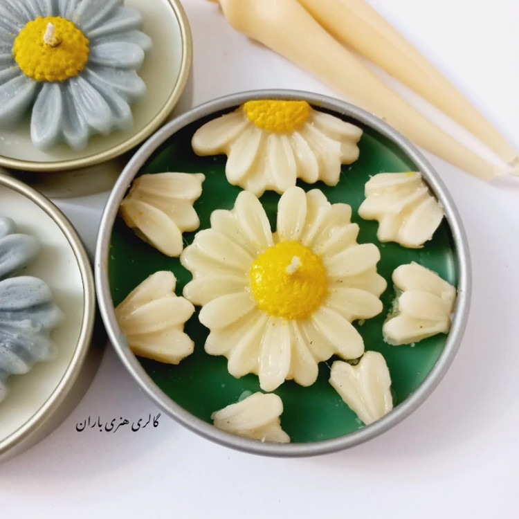 ست شمع پنج عددی بابونه و قلمی