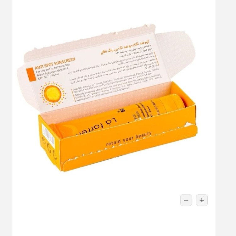 کرم ضد آفتاب لافارر بی رنگ ضد لک پوست چرب و آکنه دار SPF 50