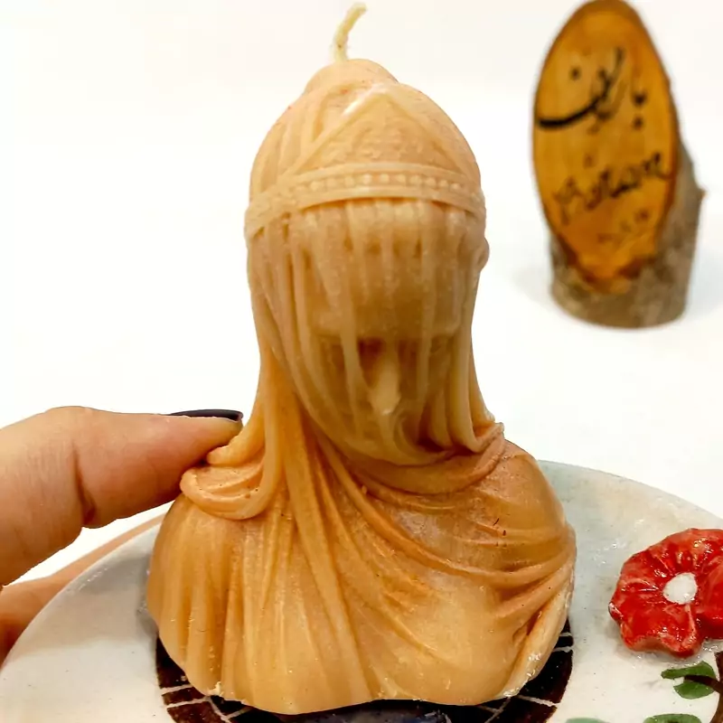 شمع دست ساز آریانا رنگ کرم 9 سانت کد 6