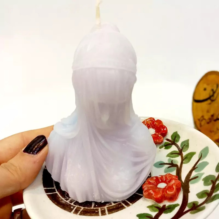 شمع دست ساز آریانا رنگ کرم 9 سانت کد 6