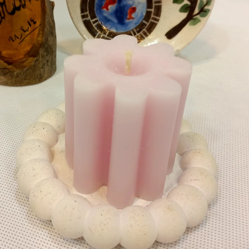شمع کلاسیک طرح باران صورتی 7سانتی