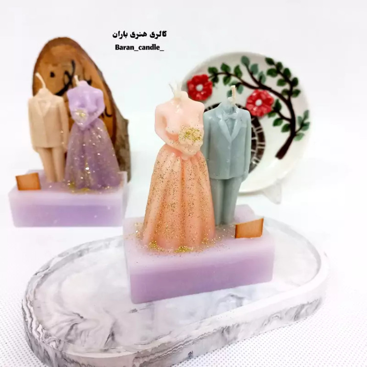 شمع عروس و داماد با زیره ی شمع