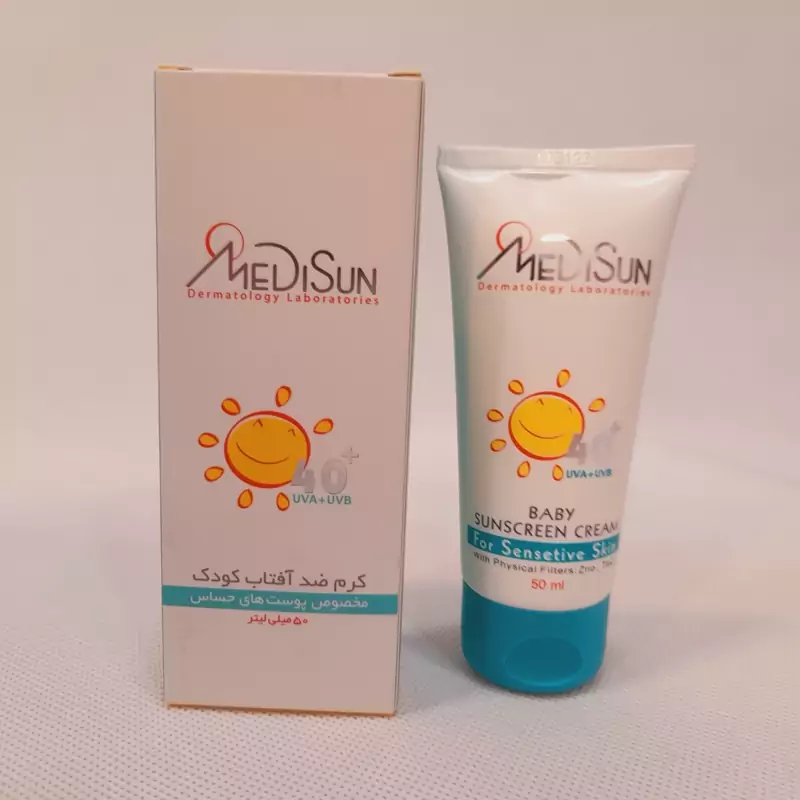 کرم ضد آفتاب SPF40 مدیسان مناسب کودکان 50 میلی لیتر بی رنگ