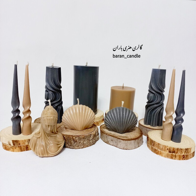 شمع ستون موج دار نسکافه ای 15 سانت