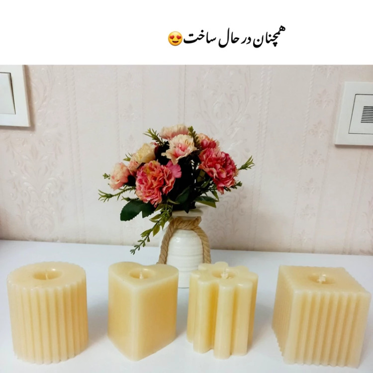 شمع مکعب کلاسیک طرح باران سبز 7سانتی