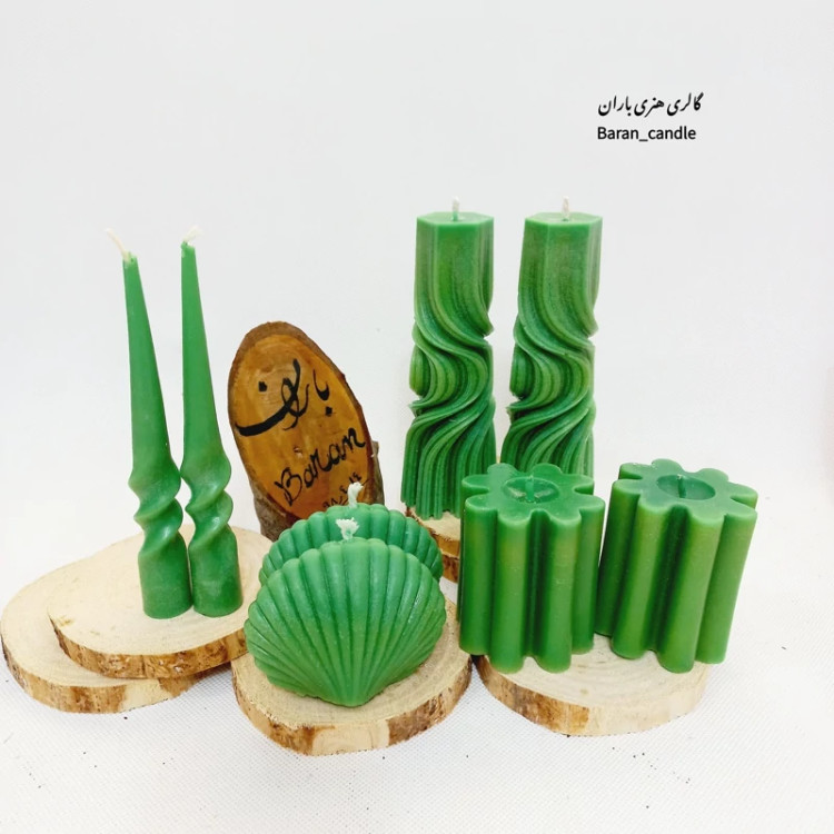 شمع گل هشت پر مجموعه 2 عددی طرح باران نسکافه ای 7سانتی