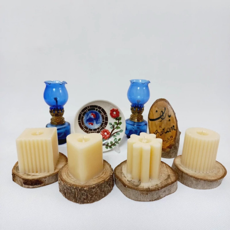 شمع گل هشت پر مجموعه 2 عددی طرح باران سبز1 7سانتی
