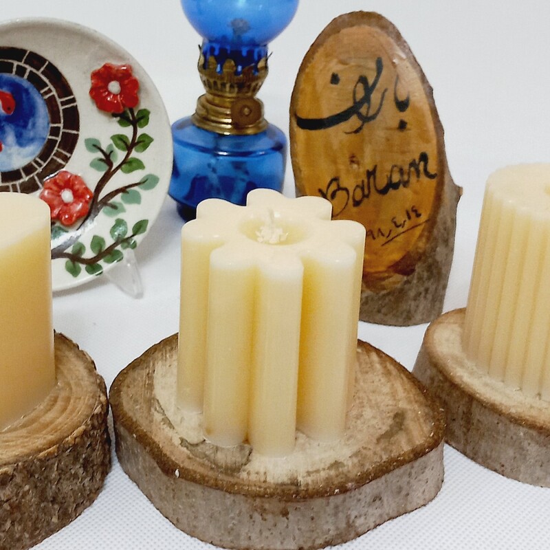 شمع گل هشت پر مجموعه 2 عددی طرح باران نباتی 7 سانتی