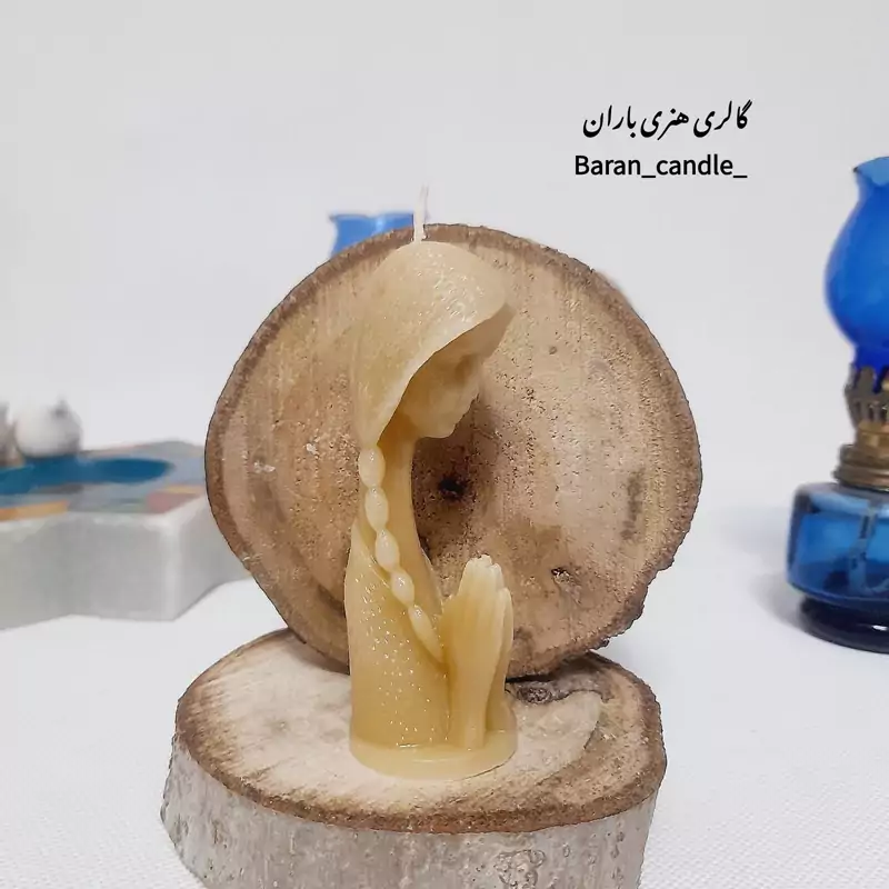 شمع دست ساز دختر مو بافت 10سانت سفید