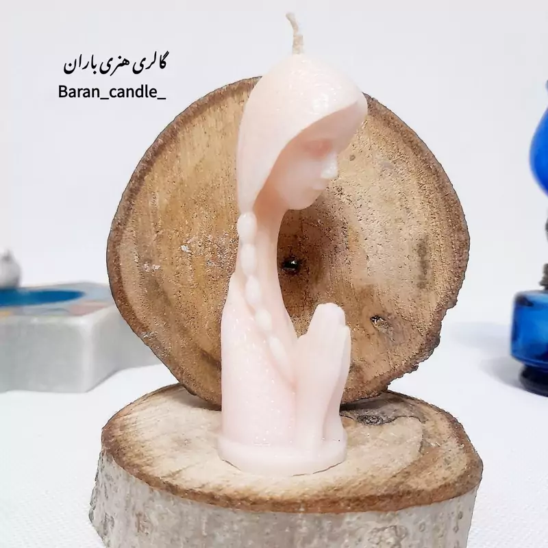 شمع دست ساز دختر مو بافت 10سانت سفید