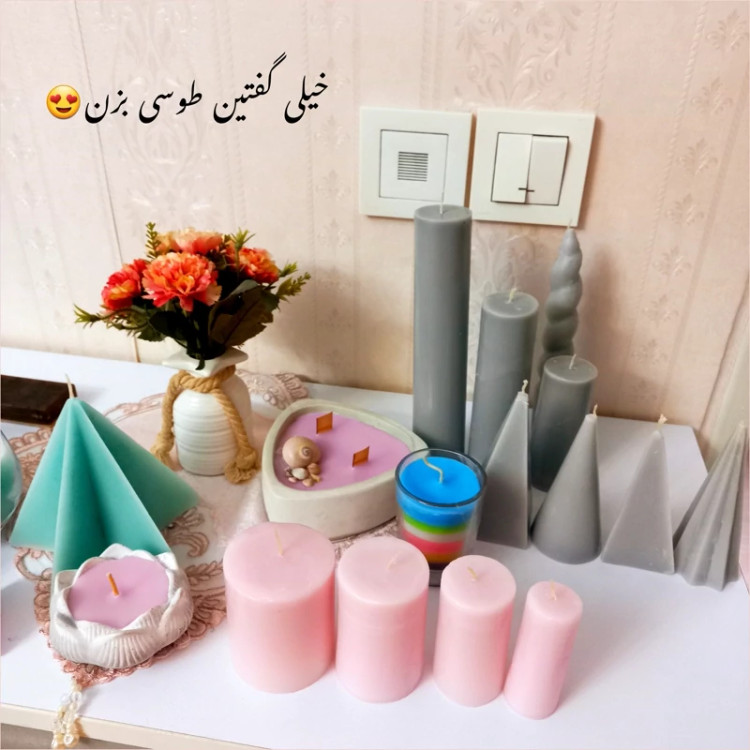 شمع استوانه 3 عددی 10 و 15 و 20 سانتی صورتی