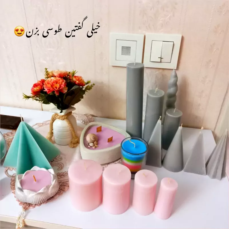 شمع استوانه 3 عددی 10 و 15 و 20 سانتی توسی