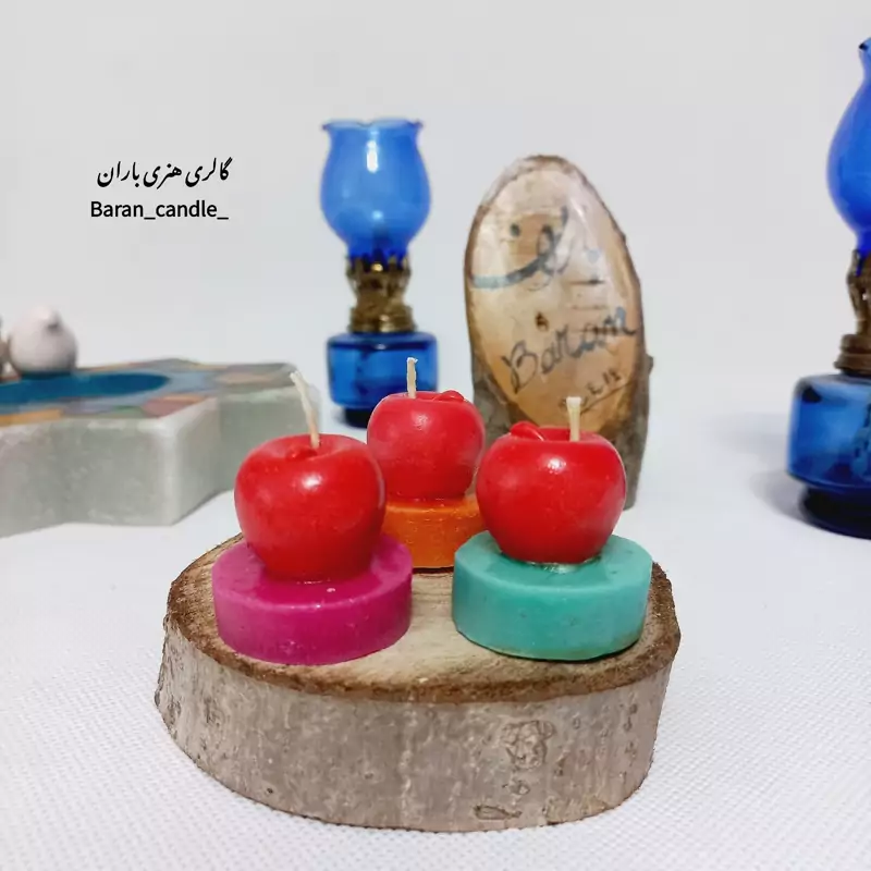شمع دست ساز سیب مناسب عیدی و کادو