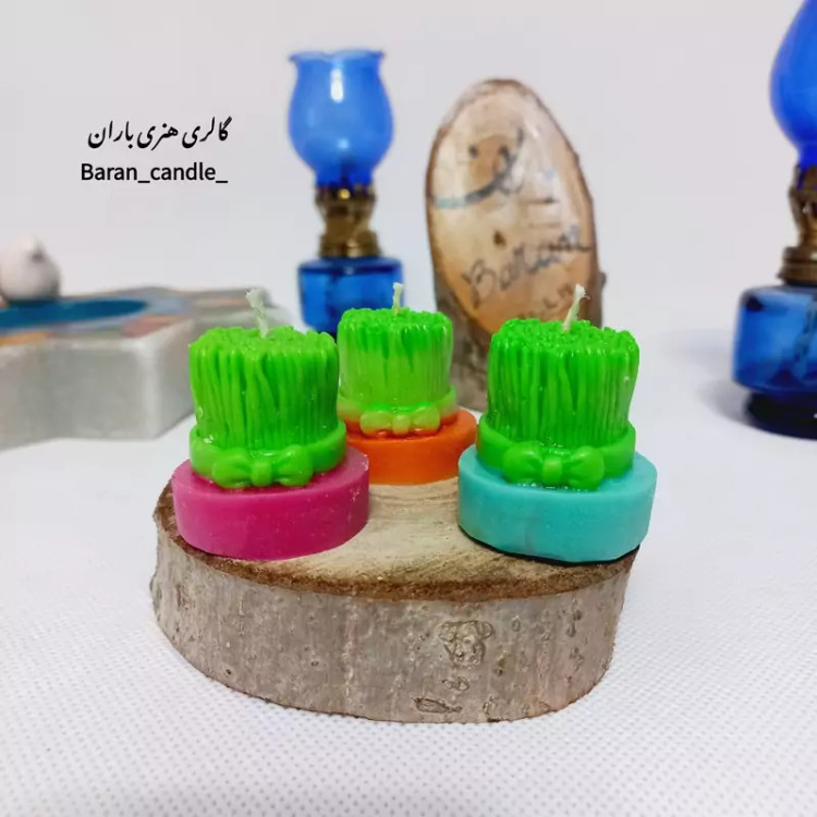 شمع دست ساز سبزه مناسب عیدی و کادو