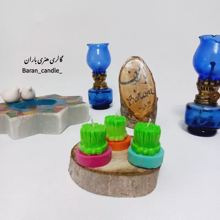 شمع دست ساز سبزه مناسب عیدی و کادو