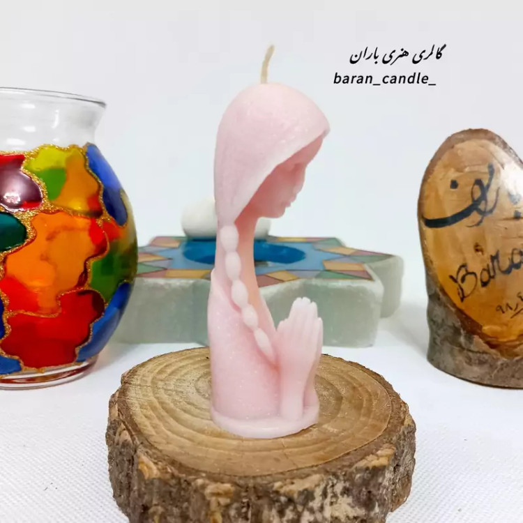 شمع دست ساز دختر مو بافت 10سانت کد 9