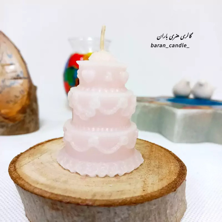 شمع دست ساز کیک صورتی6 سانت کد 10