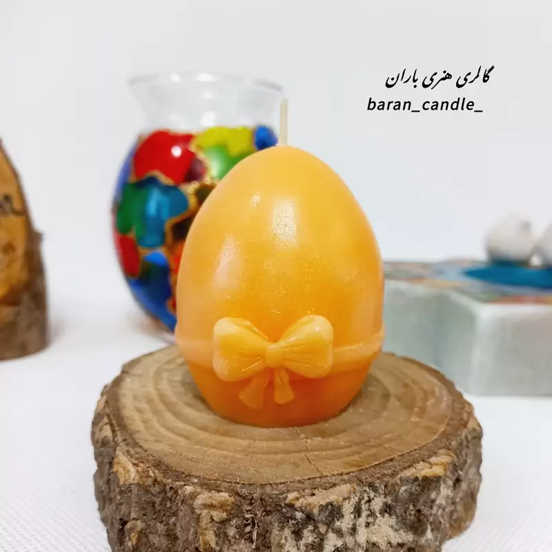 شمع عید تخم مرغ هفت سین 8 سانت کد 67 رنگ نارنجی