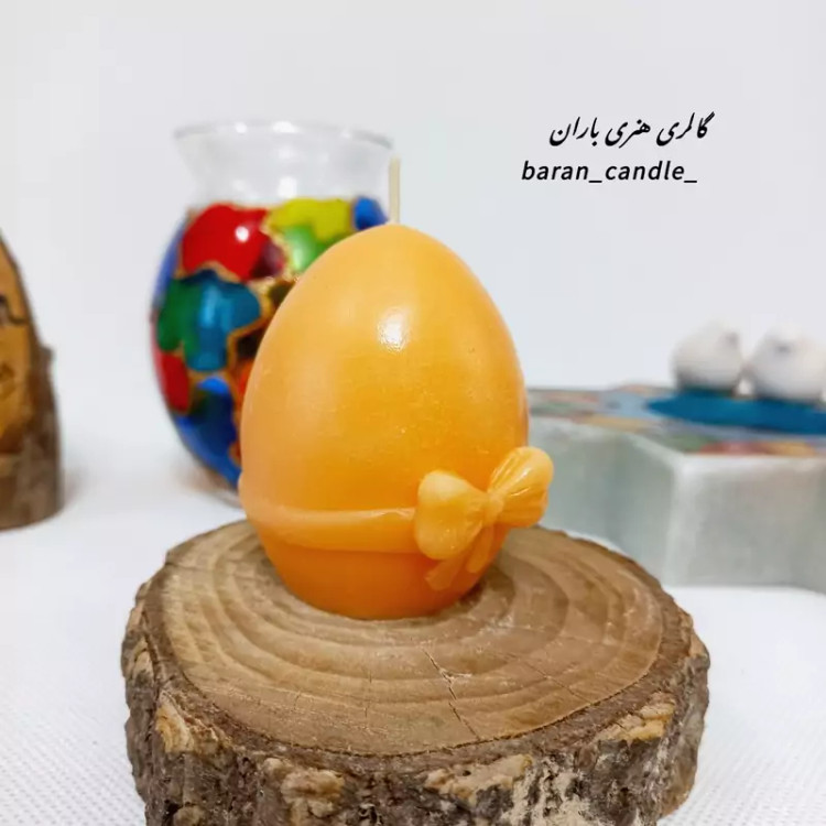 شمع عید تخم مرغ هفت سین 8 سانت کد 67 رنگ نارنجی