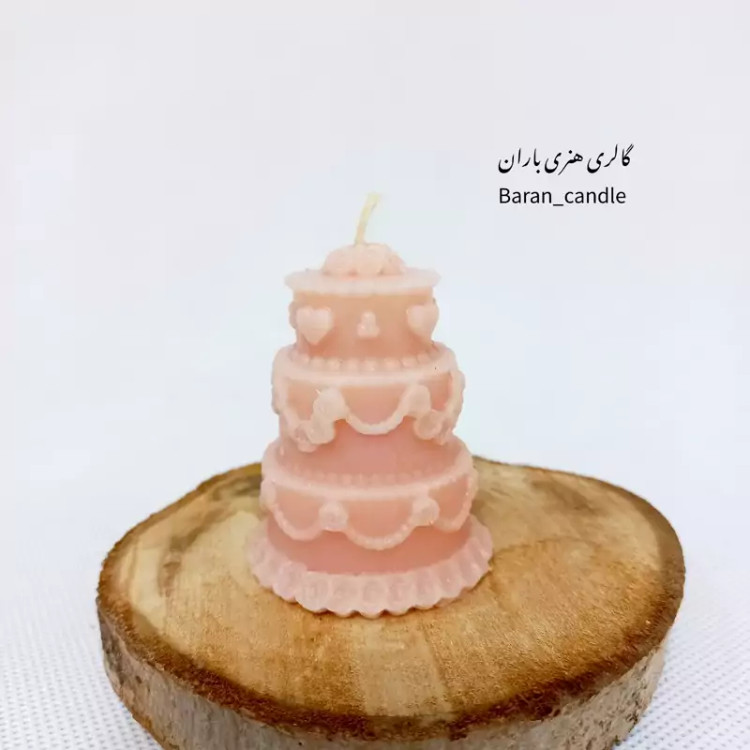 شمع دست ساز کیک صورتی6 سانت
