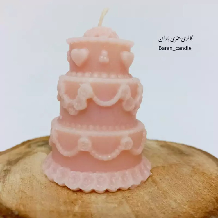 شمع دست ساز کیک صورتی6 سانت