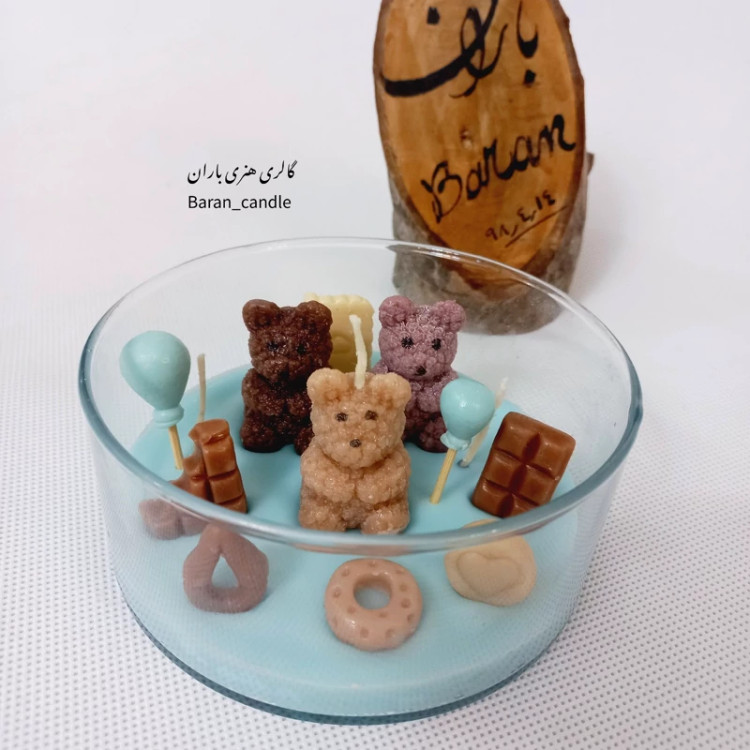 شمع دست ساز مدل تدی 12 سانت
