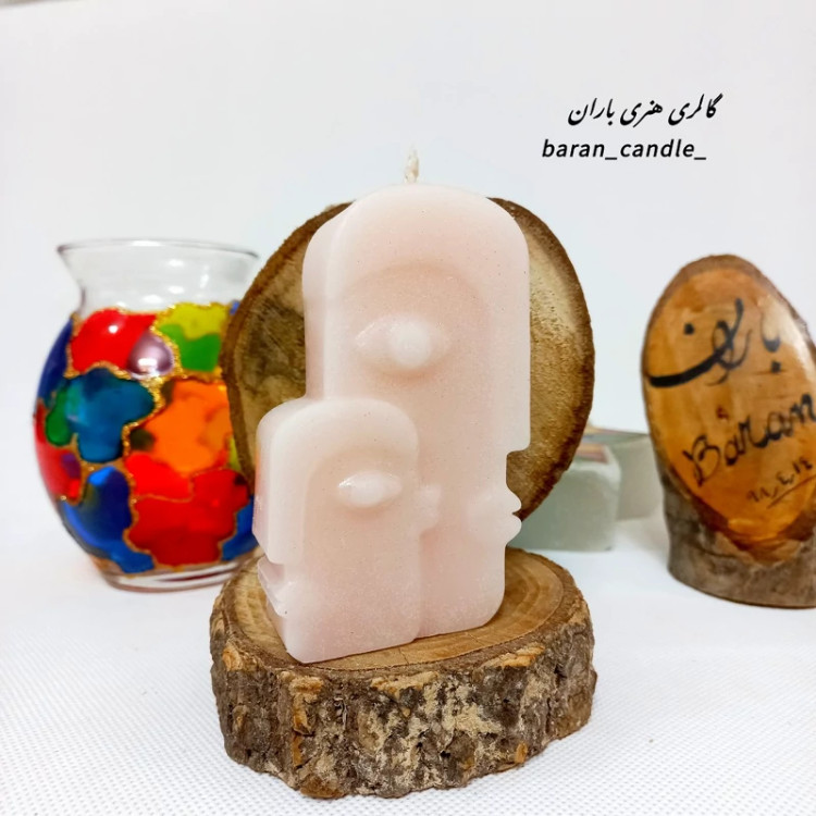 شمع دست ساز مدل هنری دو چهره 10 سانت