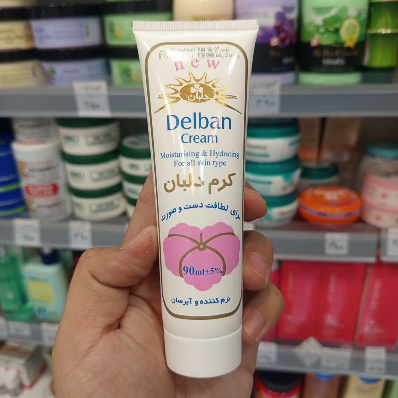 کرم دلبان مرطوب کننده و آبرسان دست و صورت تیوپی 90 میل