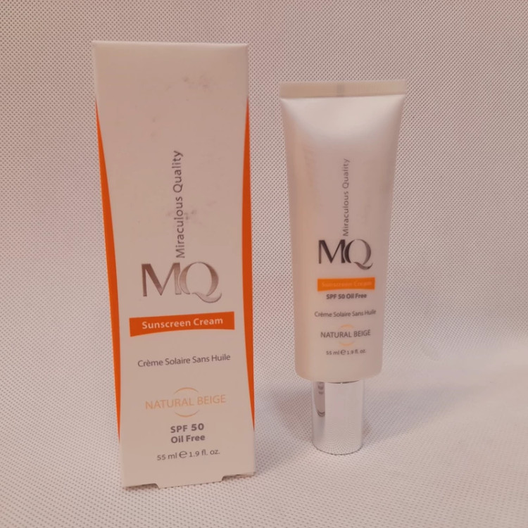 کرم ضدافتاب MQ ام کیو SPF50 نچرال بژ ،بژ طبیعی 55 میل فاقد چربی اویل فری