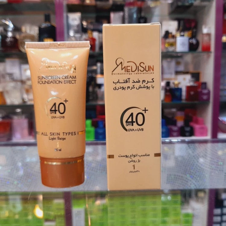 کرم ضد افتاب مدیسان انواع پوست رنگی بژ روشن شماره 1 حجم 30 میل SPF40