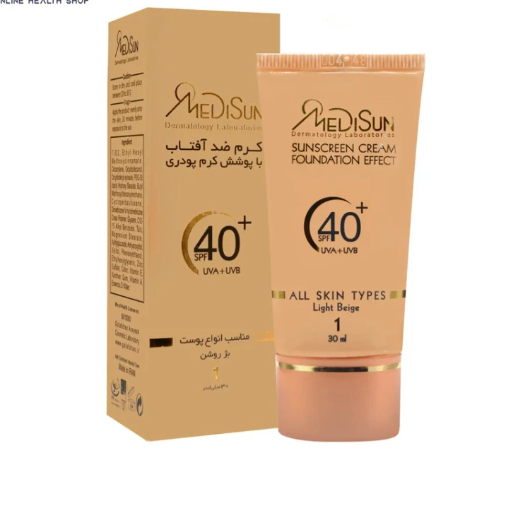 کرم ضد افتاب مدیسان انواع پوست رنگی بژ روشن شماره 1 حجم 30 میل SPF40
