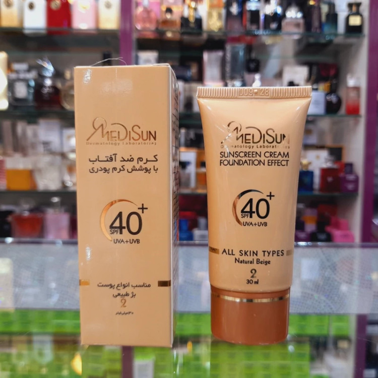 کرم ضد افتاب مدیسان انواع پوست رنگی بژ طبیعی شماره 2 حجم 30 میل SPF40