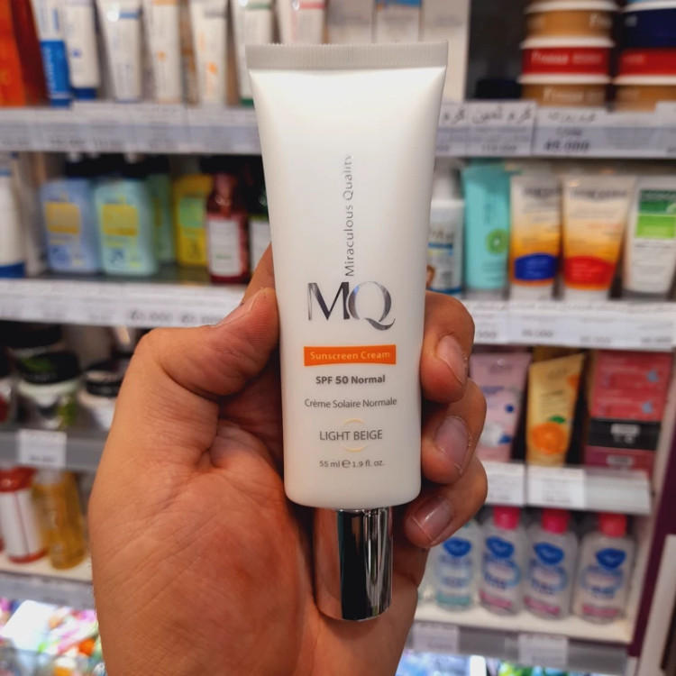کرم ضدافتاب MQ ام کیو SPF50 لایت بژ،بژ روشن 55 میل انواع پوست