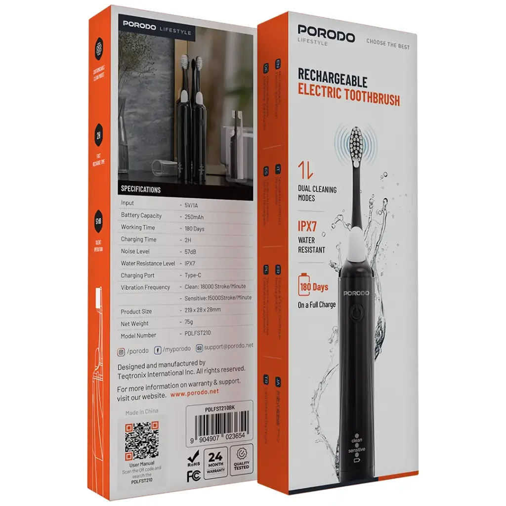 مسواک برقی شارژی پرودو مدل Porodo rechargeable electric toothbrush PDLFS210