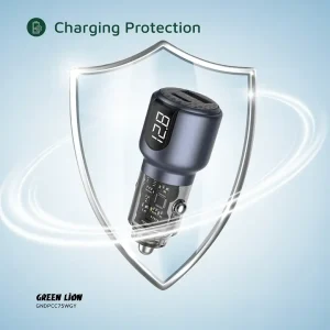 شارژر فندکی گرین لاین دو پورت 75 وات مدل Green Line 75W Dual-Port Car Charger GNDPCC75W