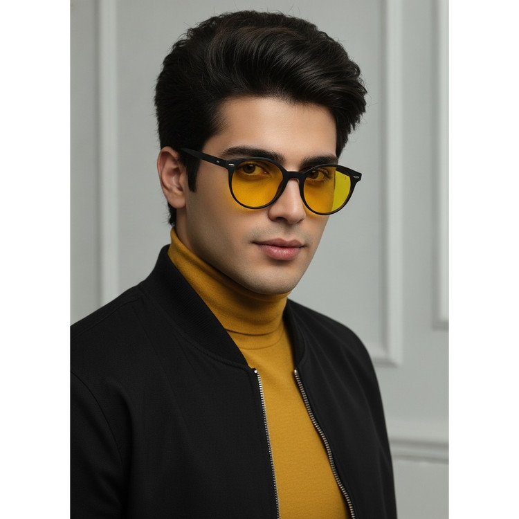 عینک شب مردانه مورل گرد سایز کوچک مخصوص رانندگی