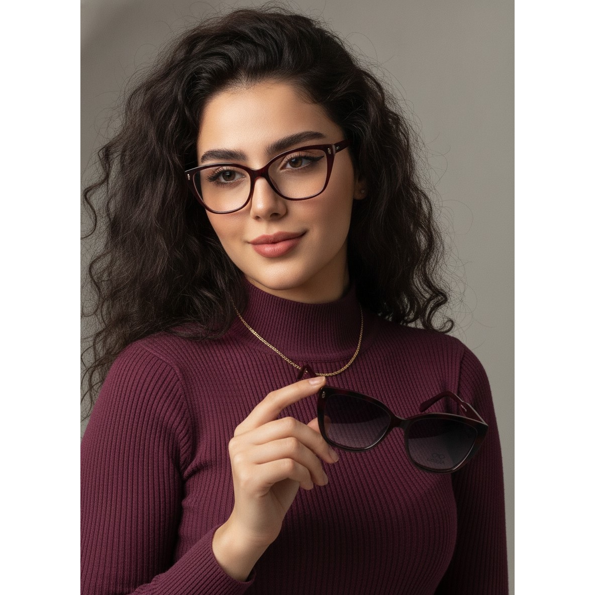 عینک طبی کاور دار زنونه گربه ای رنگ خاص زرشکی
