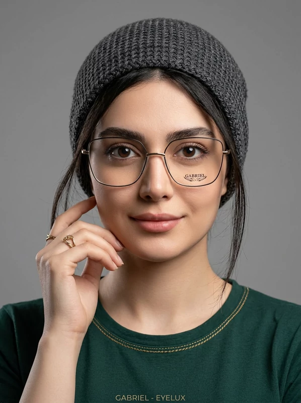 عینک طبی زنانه فلزی Gabriel مربعی قهوه ای تیره