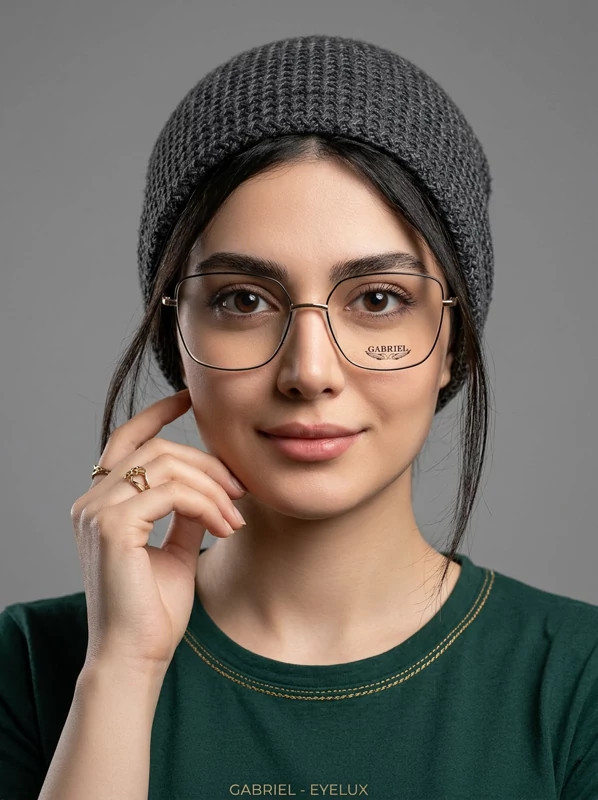 عینک طبی زنانه فلزی Gabriel مربعی قهوه ای تیره