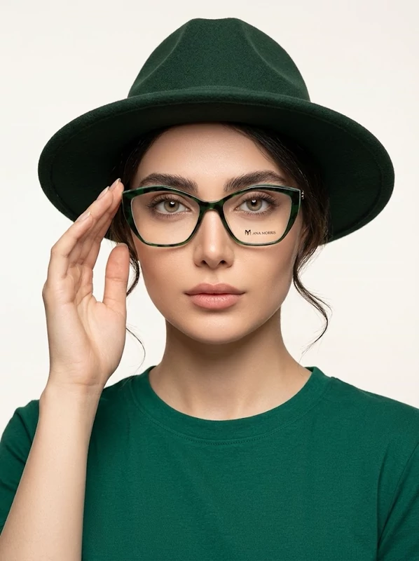 عینک طبی زنانه انا مورییس گربه ای سبز تیره