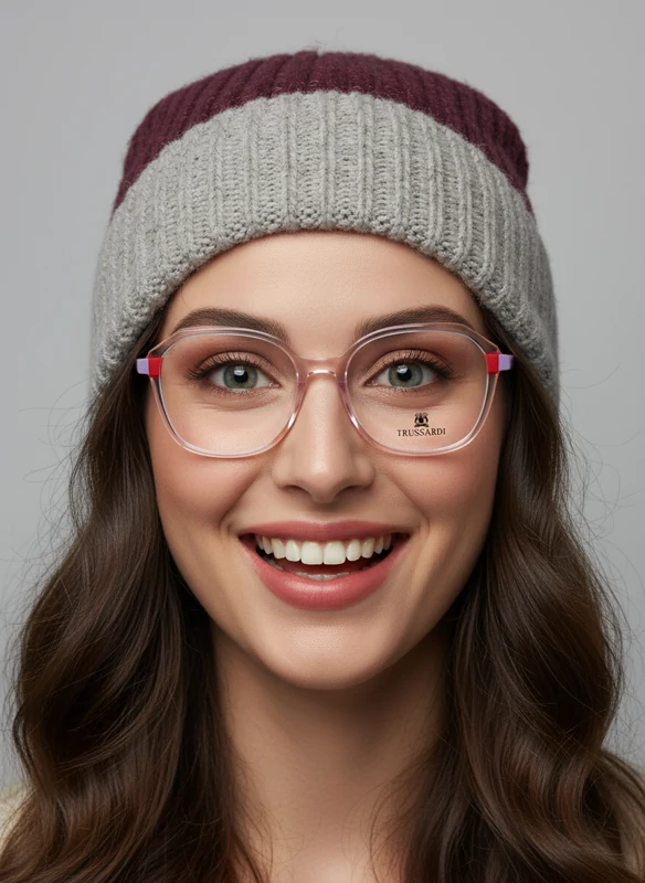 عینک طبی زنانه trussardi مربعی صورتی ملایم