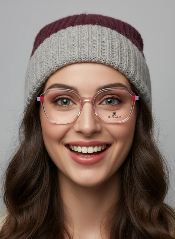 عینک طبی زنانه trussardi مربعی صورتی ملایم