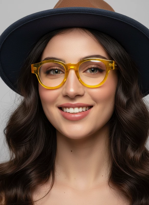 عینک طبی زنانه trussardi گرد زرد