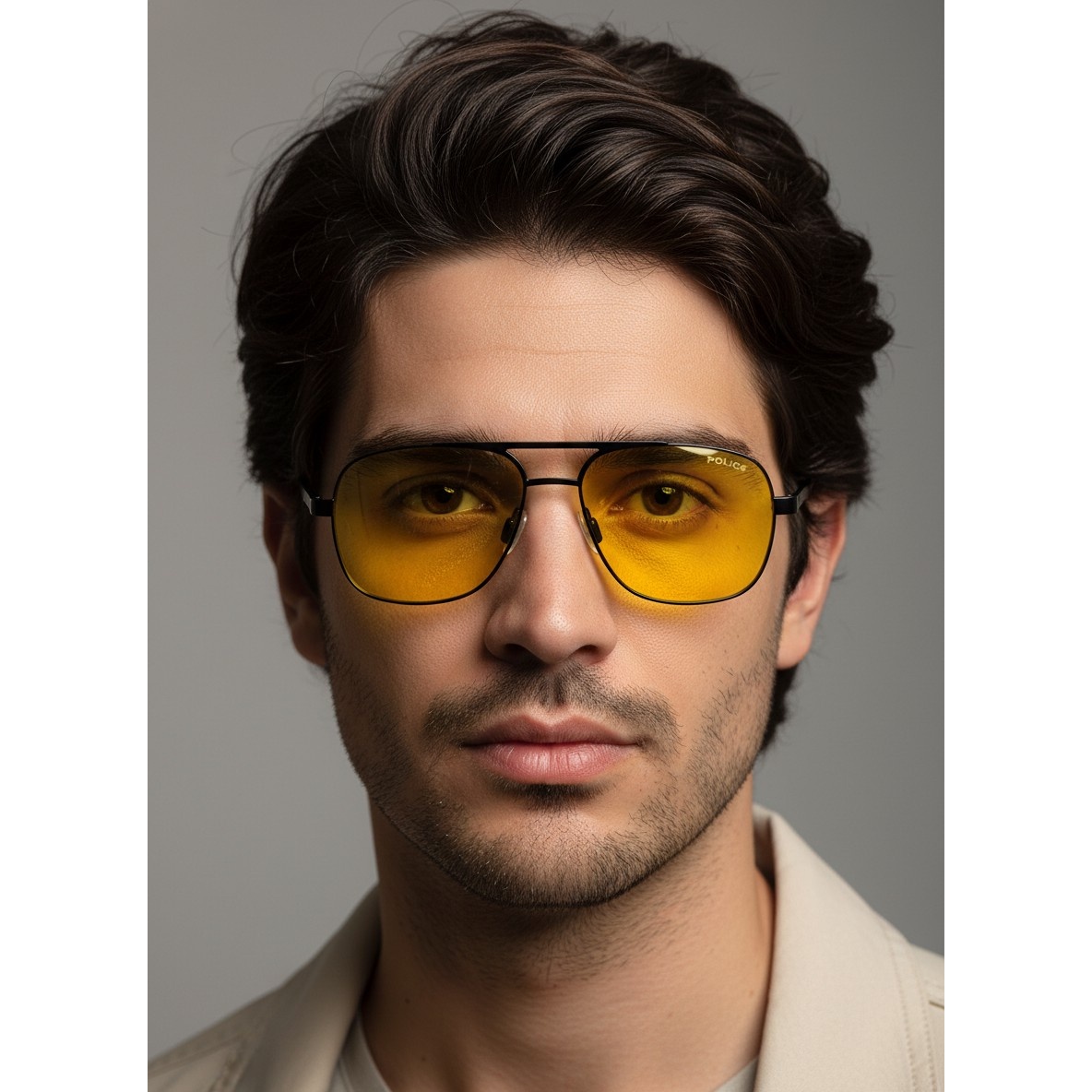 عینک شب مردانه فلزی پلیس سایز بزرگ