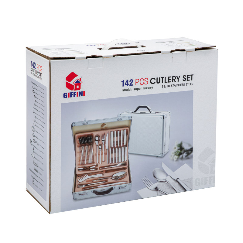 سرویس قاشق و چنگال 142 پارچه جی فی نی مدل T-608 لاکچری