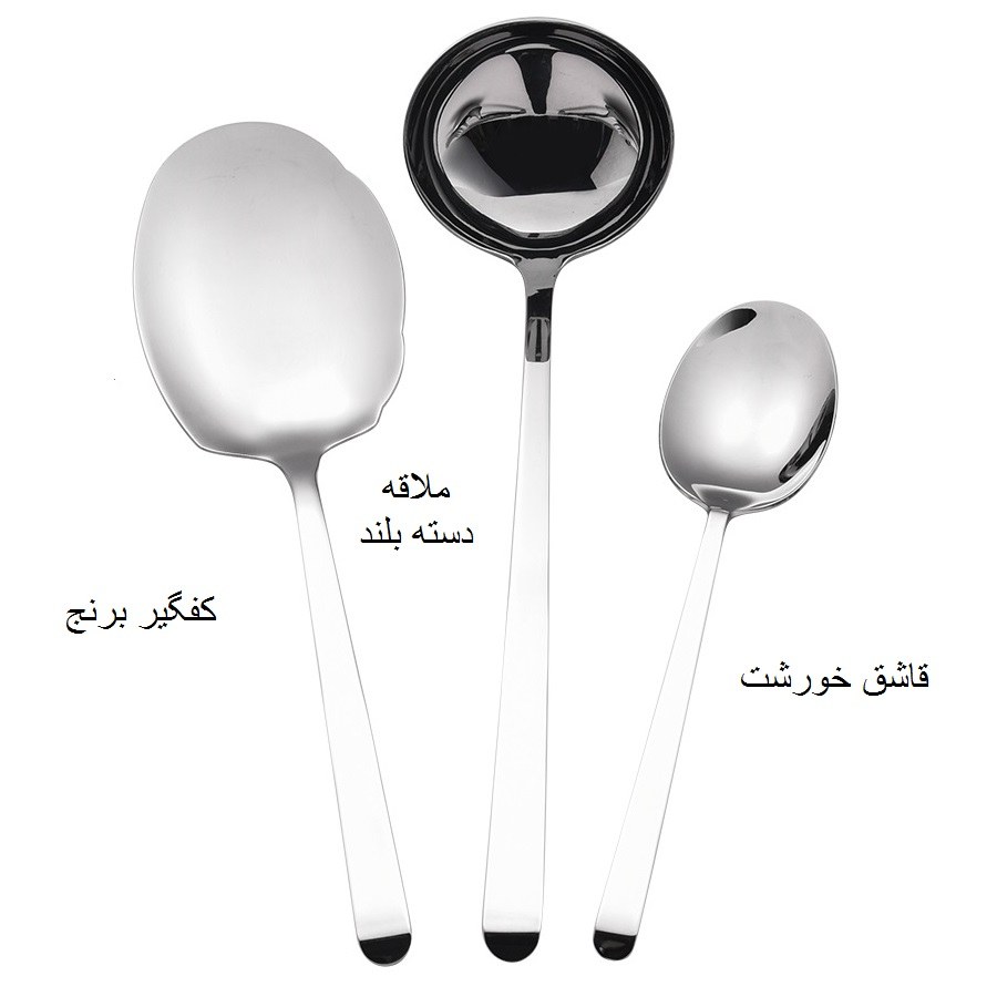 ست کفگیر و ملاقه 3 پارچه جی فی نی GIFFINI استیل براق مدل 01 ( طرح )