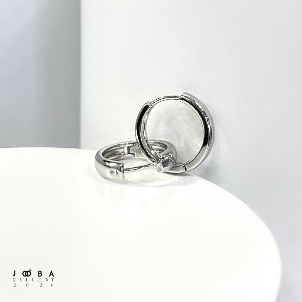 گوشواره حلقه ای نقره ای ساده ژوپینگ کد 317040122